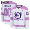 Børn NHL Anaheim Ducks Trøje Tilpasset 2024-25 Fanatics Hockey Fights Cancer Practice Hvid